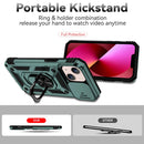 Sliding Camshield Holder Phone Case For iPhone 13 mini(Dark Green)