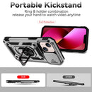 Sliding Camshield Holder Phone Case For iPhone 13 mini(Silver)