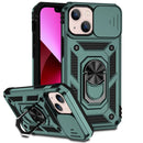 Sliding Camshield Holder Phone Case For iPhone 13(Dark Green)