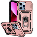 Sliding Camshield Holder Phone Case For iPhone 13 Pro(Rose Gold)