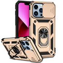 Sliding Camshield Holder Phone Case For iPhone 13 Pro Max(Gold)