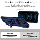 Sliding Camshield Holder Phone Case For iPhone 12 / 12 Pro(Blue)