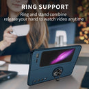 For Samsung Galaxy Fold Armor Ring Holder Phone Case(Dark Blue)