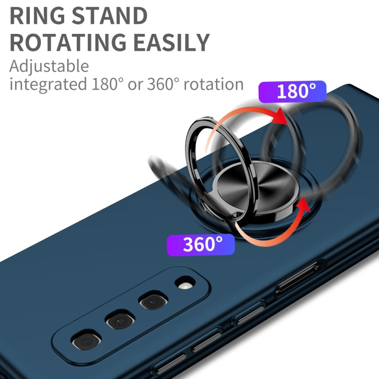 For Samsung Galaxy Fold Armor Ring Holder Phone Case(Dark Blue)