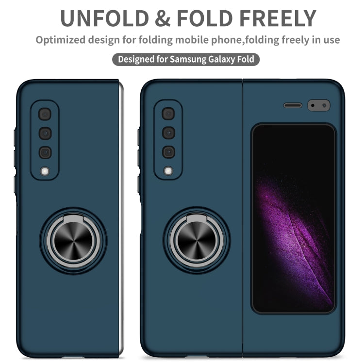 For Samsung Galaxy Fold Armor Ring Holder Phone Case(Dark Blue)