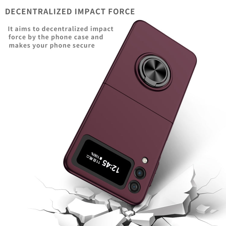For Samsung Galaxy Z Flip3 5G Armor Ring Holder Phone Case(Wine Red)