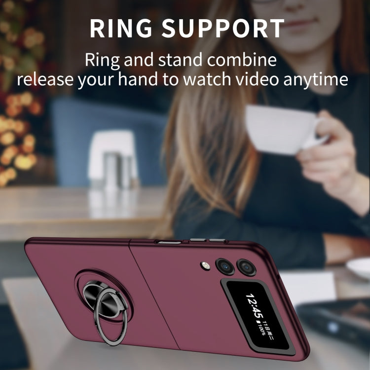 For Samsung Galaxy Z Flip3 5G Armor Ring Holder Phone Case(Wine Red)