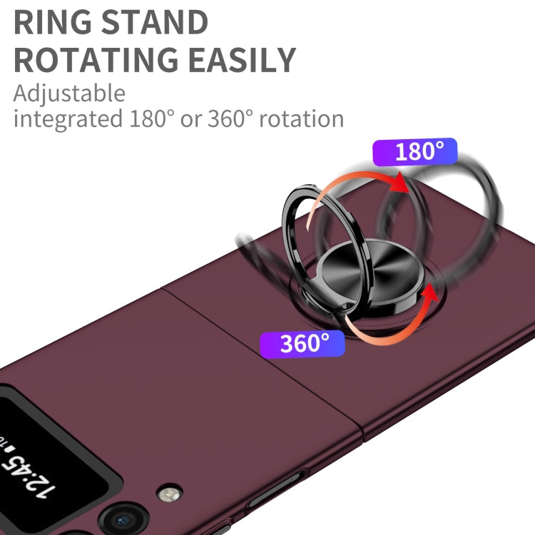 For Samsung Galaxy Z Flip3 5G Armor Ring Holder Phone Case(Wine Red)