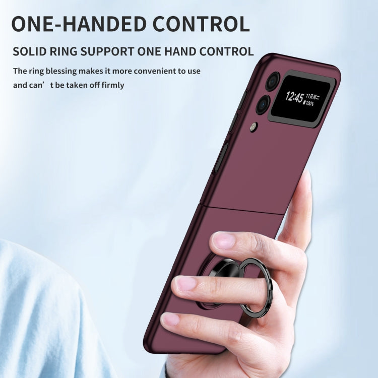 For Samsung Galaxy Z Flip3 5G Armor Ring Holder Phone Case(Wine Red)