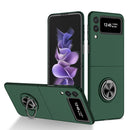 For Samsung Galaxy Z Flip3 5G Armor Ring Holder Phone Case(Dark Green)