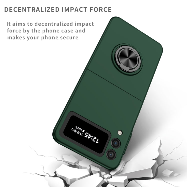 For Samsung Galaxy Z Flip3 5G Armor Ring Holder Phone Case(Dark Green)