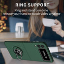 For Samsung Galaxy Z Flip3 5G Armor Ring Holder Phone Case(Dark Green)