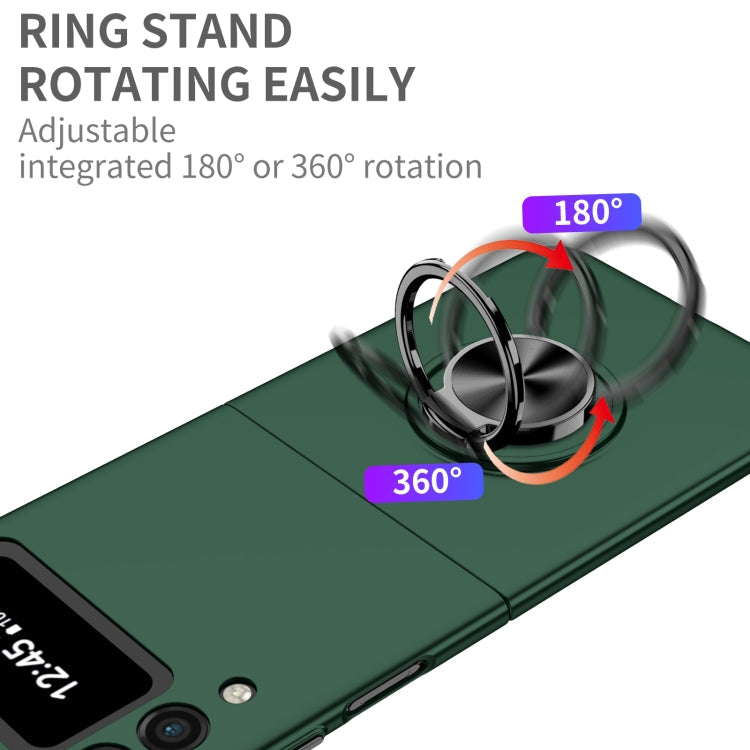 For Samsung Galaxy Z Flip3 5G Armor Ring Holder Phone Case(Dark Green)