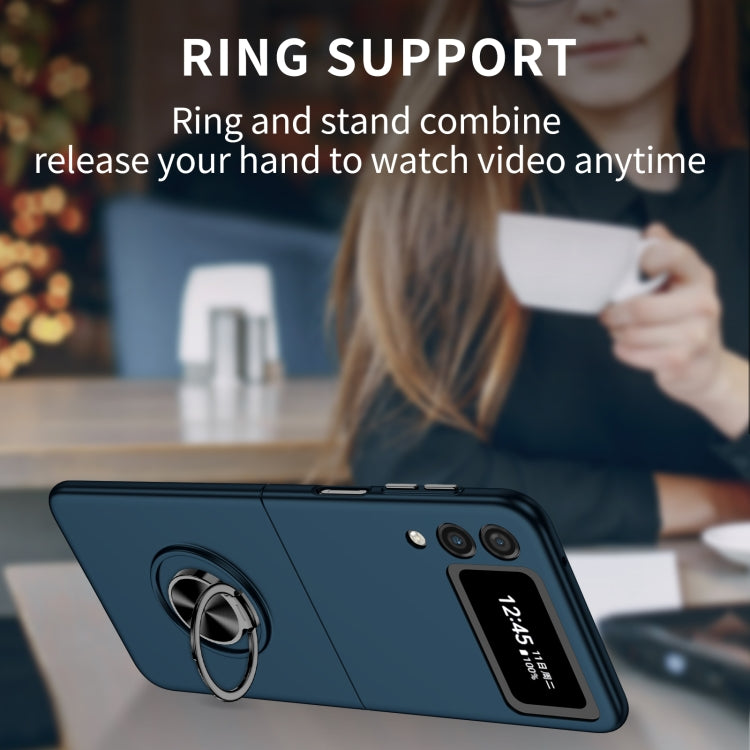 For Samsung Galaxy Z Flip3 5G Armor Ring Holder Phone Case(Dark Blue)