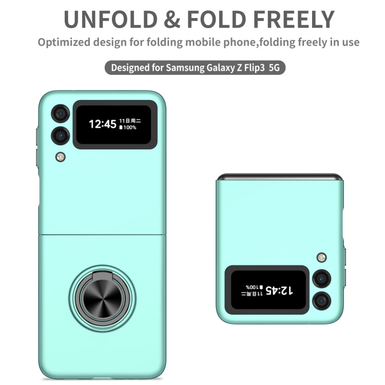 For Samsung Galaxy Z Flip3 5G Armor Ring Holder Phone Case(Sky Blue)