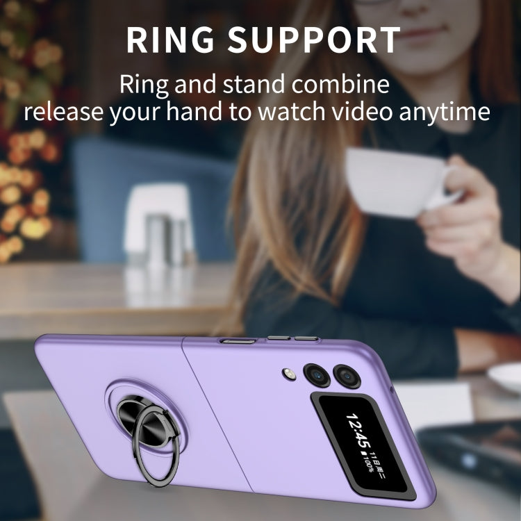 For Samsung Galaxy Z Flip3 5G Armor Ring Holder Phone Case(Purple)
