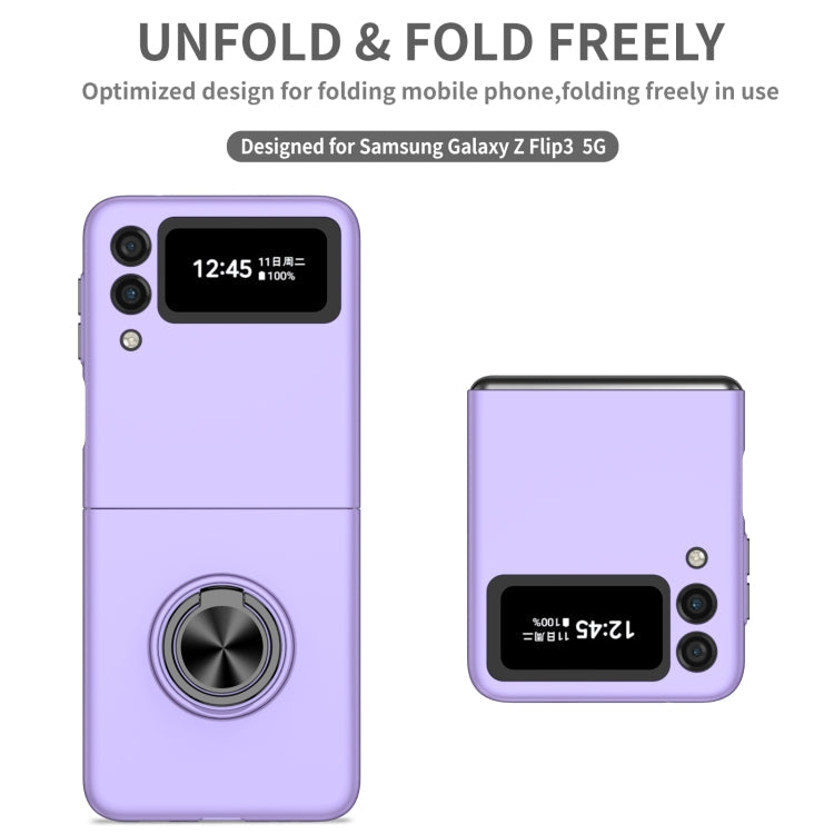 For Samsung Galaxy Z Flip3 5G Armor Ring Holder Phone Case(Purple)