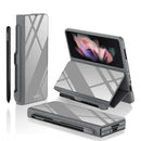 For Samsung Galaxy Z Fold3 5G GKK Flip Tempered Glass Phone Case with Pen Slot(Grey)