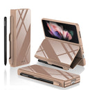 For Samsung Galaxy Z Fold3 5G GKK Flip Tempered Glass Phone Case with Pen Slot(Gold)