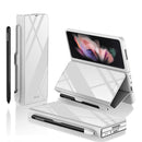For Samsung Galaxy Z Fold3 5G GKK Flip Tempered Glass Phone Case with Pen Slot(Silver)