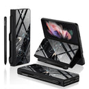 For Samsung Galaxy Z Fold3 5G GKK Flip Tempered Glass Phone Case with Pen Slot(Machinist)