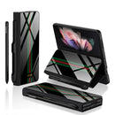 For Samsung Galaxy Z Fold3 5G GKK Flip Tempered Glass Phone Case with Pen Slot(Green-Red-Green)
