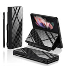 For Samsung Galaxy Z Fold3 5G GKK Flip Tempered Glass Phone Case with Pen Slot(Chess Grey)