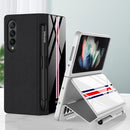 For Samsung Galaxy Z Fold3 5G GKK Flip Tempered Glass Phone Case with Pen Slot(Black)