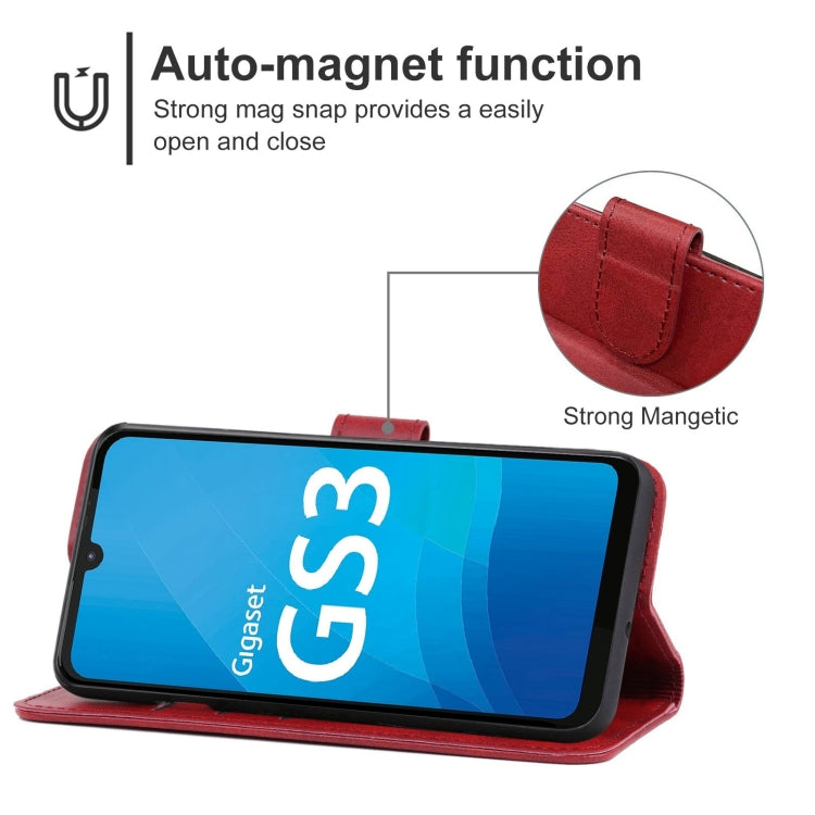 Leather Phone Case For Gigaset GS3(Red)