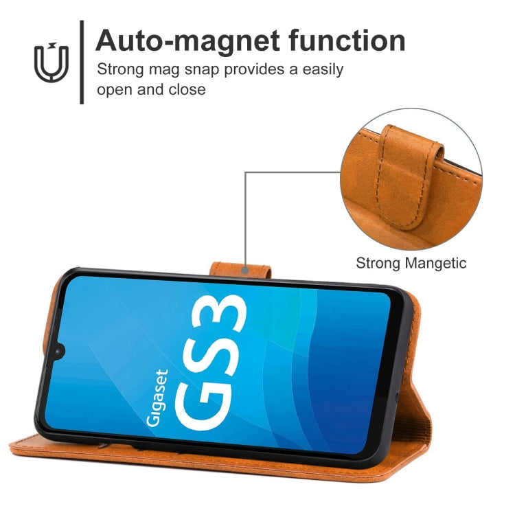 Leather Phone Case For Gigaset GS3(Brown)