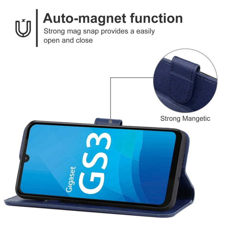 Leather Phone Case For Gigaset GS3(Blue)