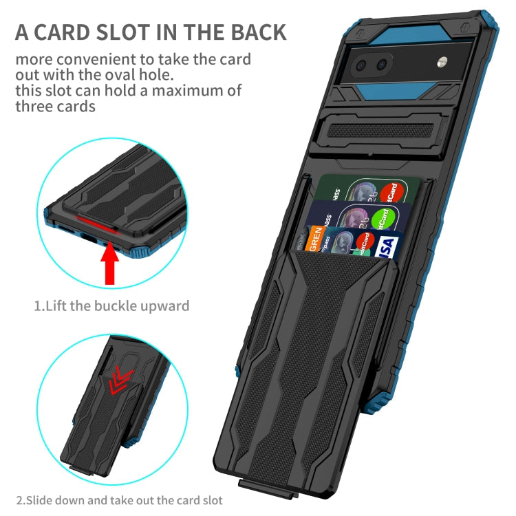 For Google Pixel 6a Armor Card PC + TPU Phone Case(Blue)