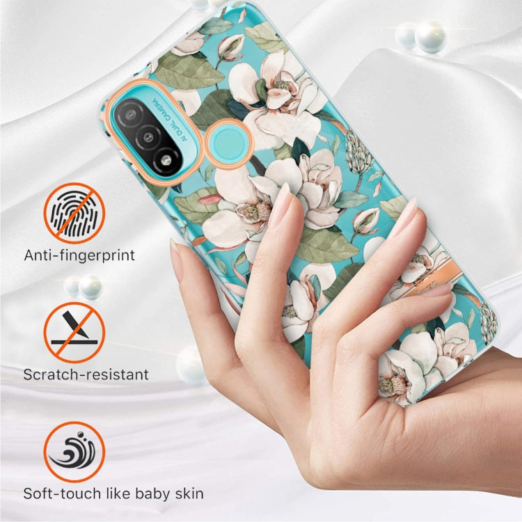 For Motorola Moto E20 / E30 / E40 Flowers and Plants Series IMD TPU Phone Case(Green Gardenia)