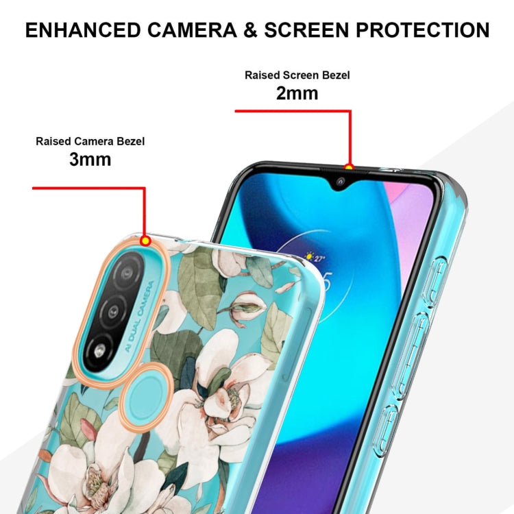 For Motorola Moto E20 / E30 / E40 Flowers and Plants Series IMD TPU Phone Case(Green Gardenia)