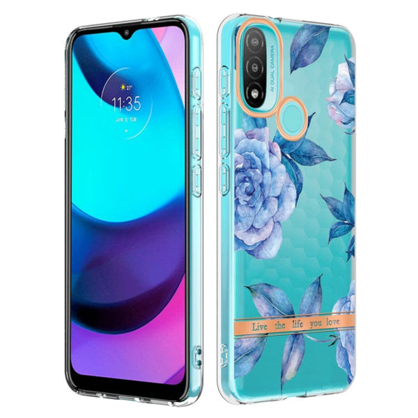 For Motorola Moto E20 / E30 / E40 Flowers and Plants Series IMD TPU Phone Case(Orchid Peony)
