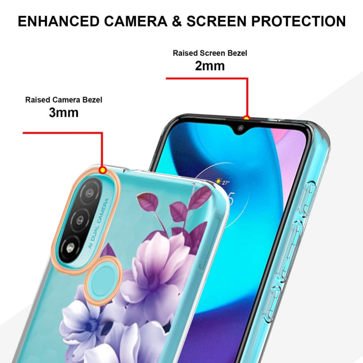 For Motorola Moto E20 / E30 / E40 Flowers and Plants Series IMD TPU Phone Case(Purple Begonia)