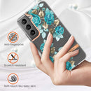 For Samsung Galaxy S22+ Flowers and Plants Series IMD TPU Phone Case(Blue Rose)