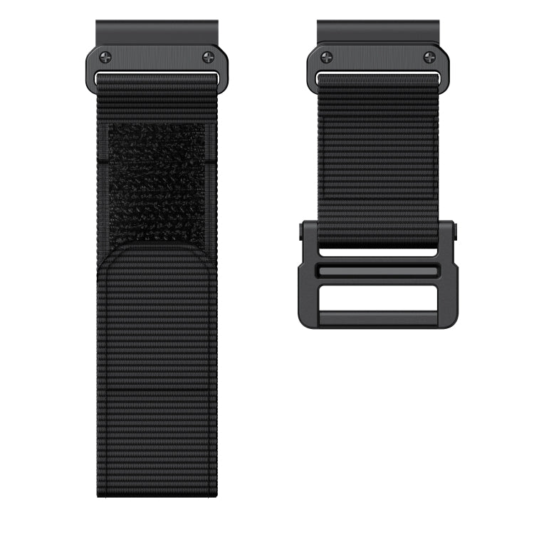 For Garmin Fenix 6X / 5X 26mm Hook And Loop Fastener Nylon Watch Band(Black)