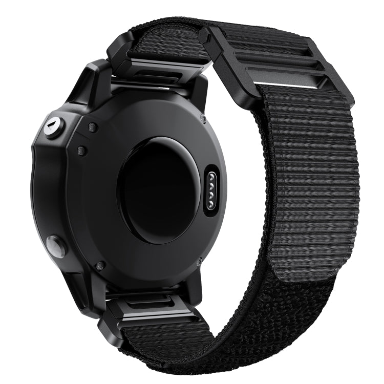 For Garmin Fenix 6X / 5X 26mm Hook And Loop Fastener Nylon Watch Band(Black)