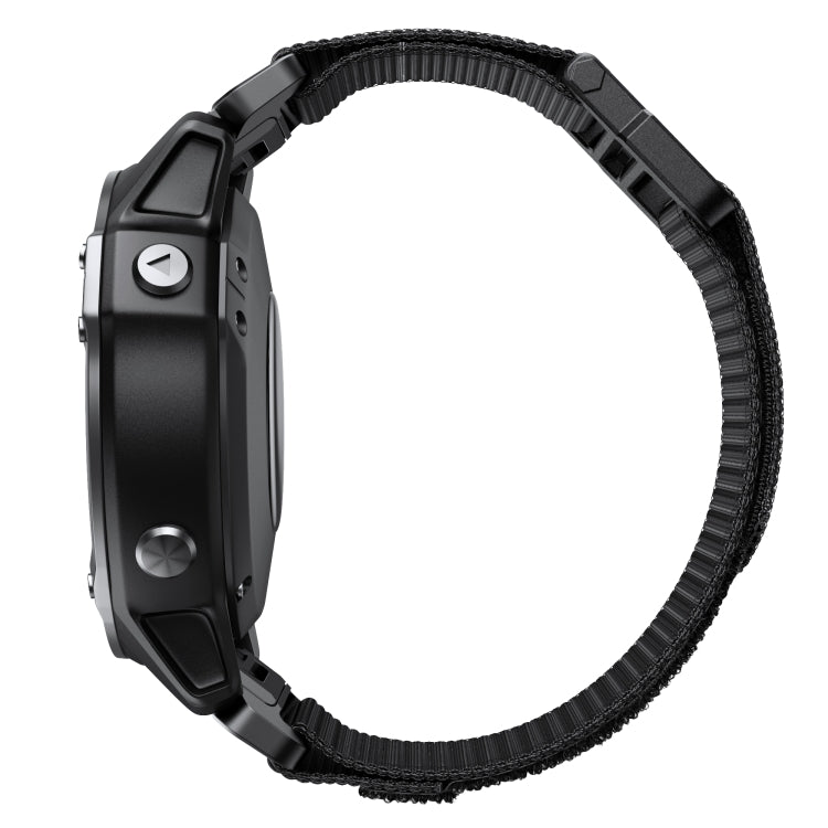 For Garmin Fenix 6X / 5X 26mm Hook And Loop Fastener Nylon Watch Band(Black)