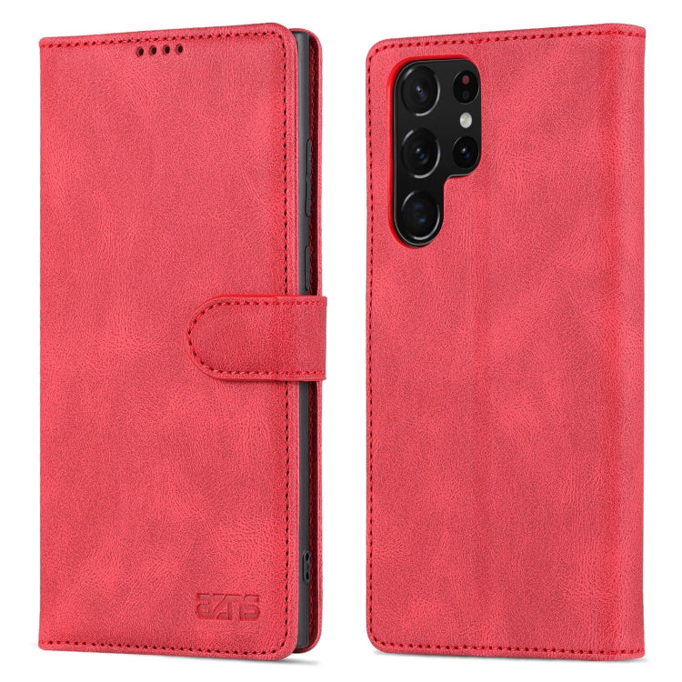 For Samsung Galaxy S22 Ultra AZNS Dream II Skin Feel PU+TPU Horizontal Flip PU Phone Case(Red)