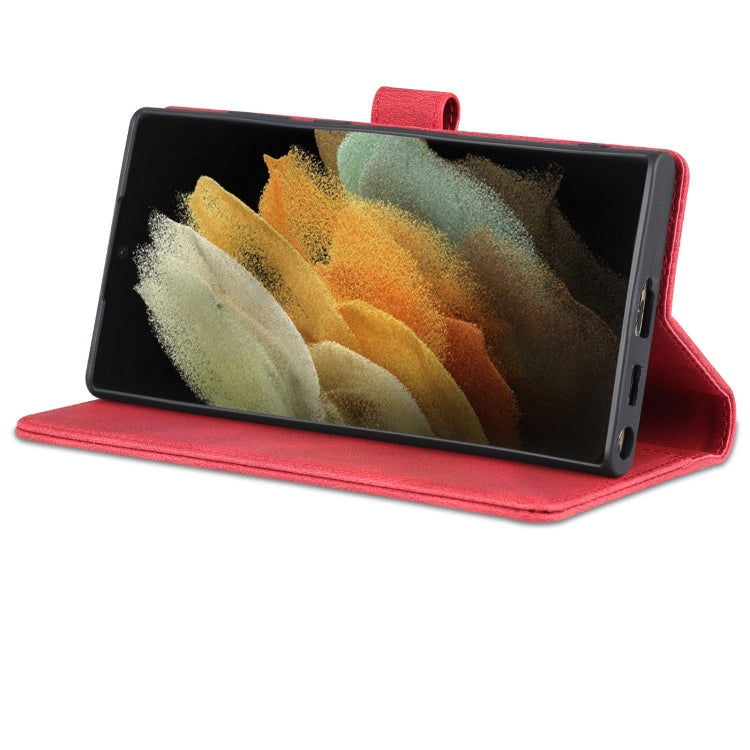 For Samsung Galaxy S22 Ultra AZNS Dream II Skin Feel PU+TPU Horizontal Flip PU Phone Case(Red)
