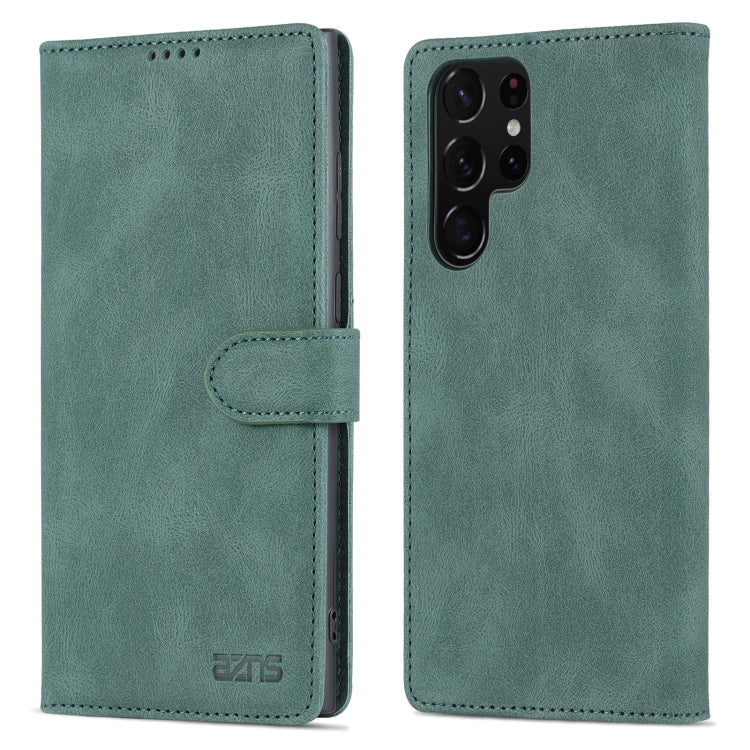 For Samsung Galaxy S22 Ultra AZNS Dream II Skin Feel PU+TPU Horizontal Flip PU Phone Case(Green)