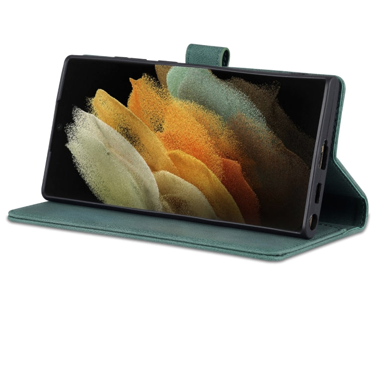 For Samsung Galaxy S22 Ultra AZNS Dream II Skin Feel PU+TPU Horizontal Flip PU Phone Case(Green)