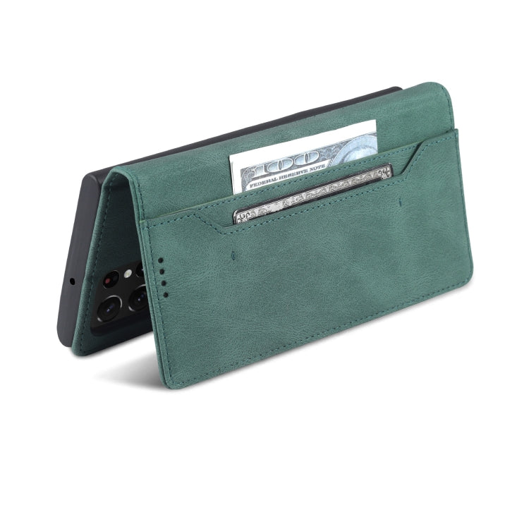 For Samsung Galaxy S22 Ultra AZNS Dream II Skin Feel PU+TPU Horizontal Flip PU Phone Case(Green)