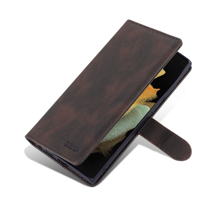 For Samsung Galaxy S22 Ultra AZNS Dream II Skin Feel PU+TPU Horizontal Flip PU Phone Case(Coffee)