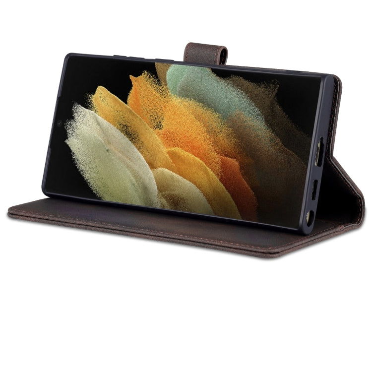 For Samsung Galaxy S22 Ultra AZNS Dream II Skin Feel PU+TPU Horizontal Flip PU Phone Case(Coffee)