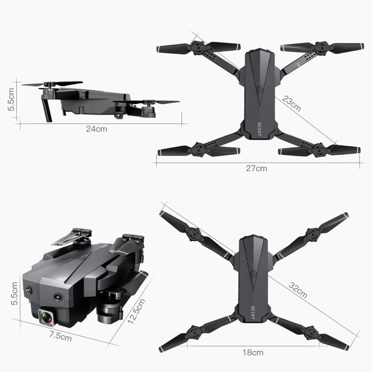 ZLL SG107 FPV Mini Folding RC Drone 50X Zoom Quadcopter Aircraft, Specification:4K Optical Flow(Black)