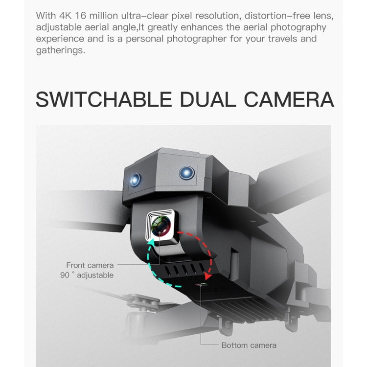 ZLL SG107 FPV Mini Folding RC Drone 50X Zoom Quadcopter Aircraft, Specification:4K Optical Flow(Black)