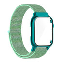 Nylon Loop Integrated Case Screen Cover Watch Band For Apple Watch Series 7 41mm(Blue Sea Green)